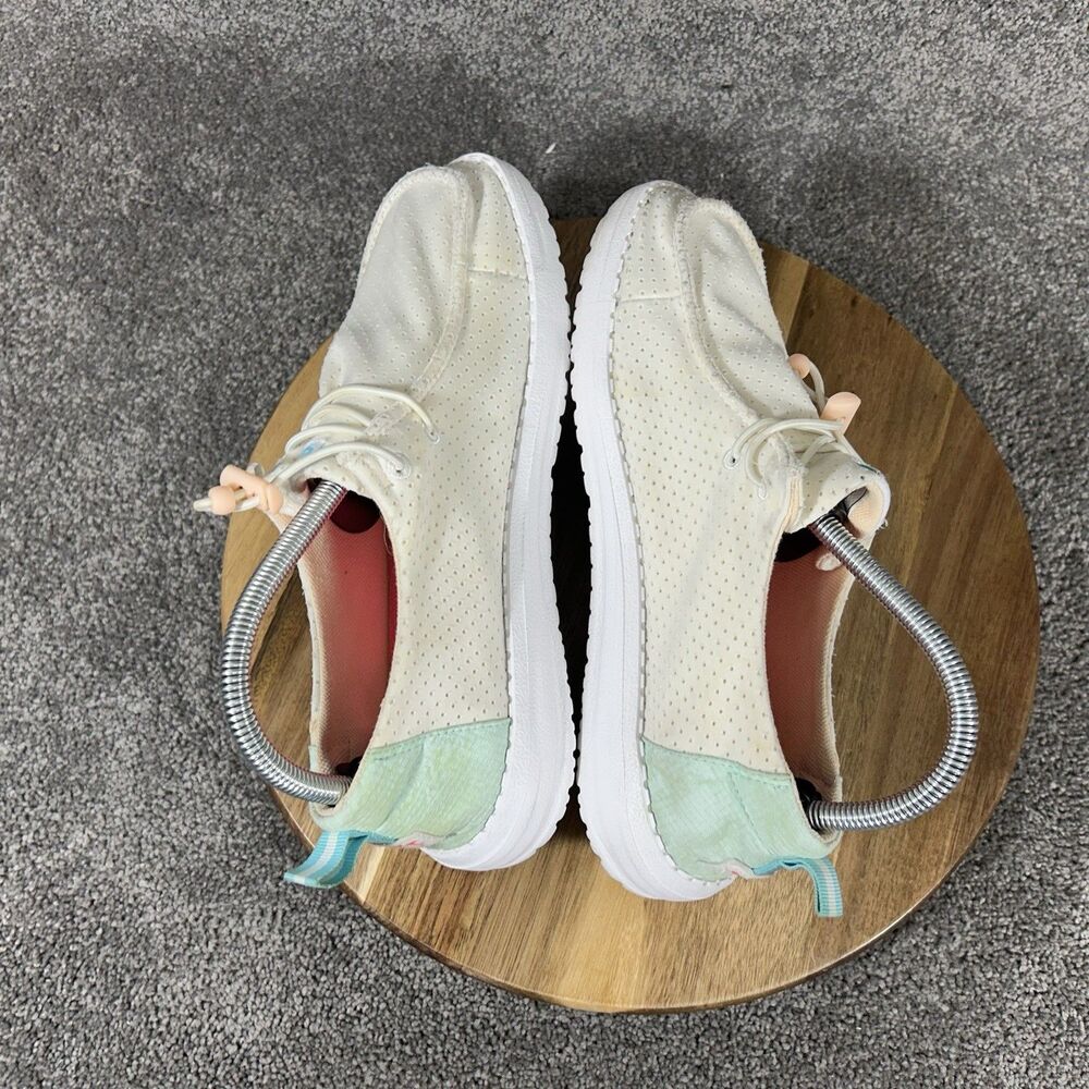 Hey Dude Wendy Perf Sport Women’s Sz 8 White Green Slip On Loafers Comfort Shoes - Picture 7 of 11